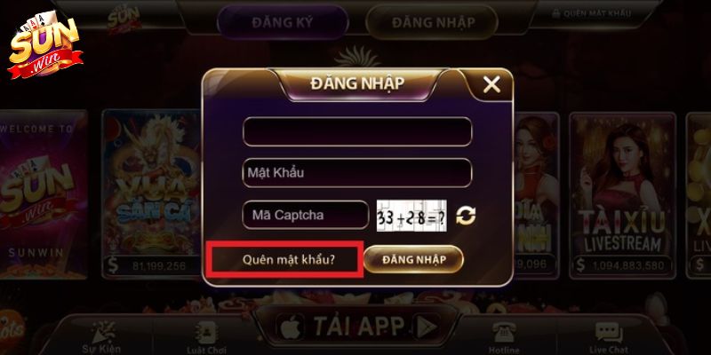 Hướng dẫn cách lấy lại mật khẩu SUNWIN 